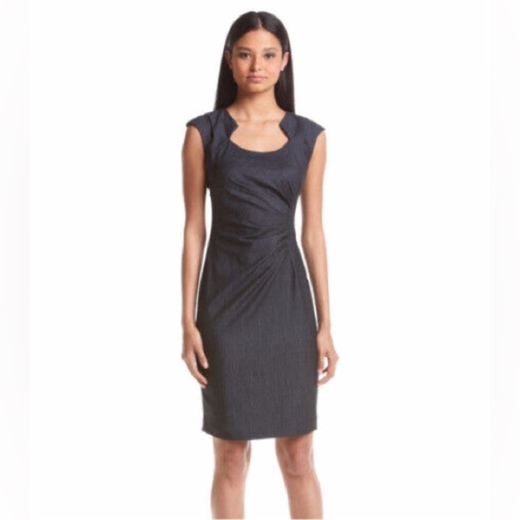 Calvin Klein Women’s 6 Asymmetrical Midi Dress Pleated Back Zipper - Picture 1 of 9